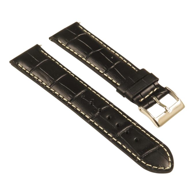 st21.1.22 Angle Black White Crocodile Embossed Leather Watch Band