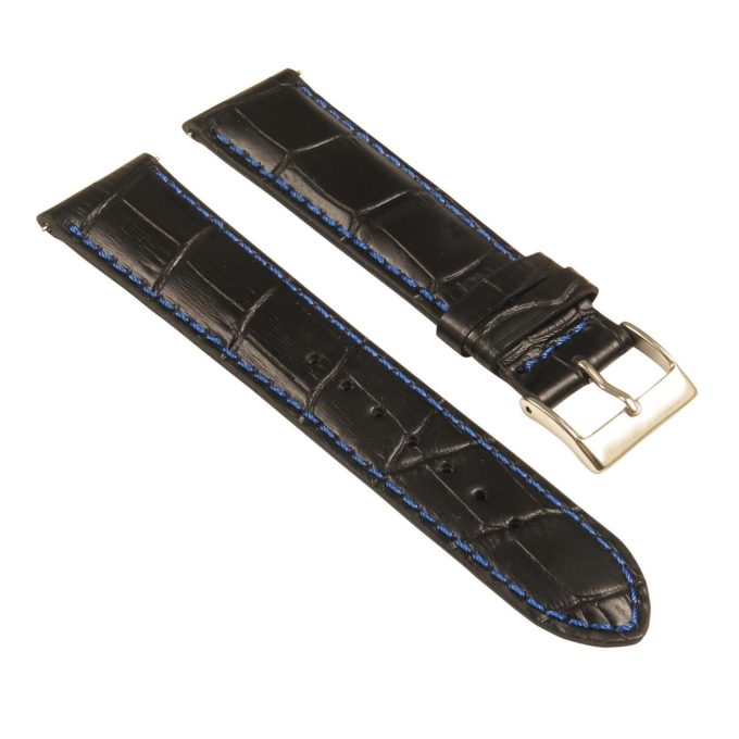 st21.1.5 Angle Black Blue Crocodile Embossed Leather Watch Band