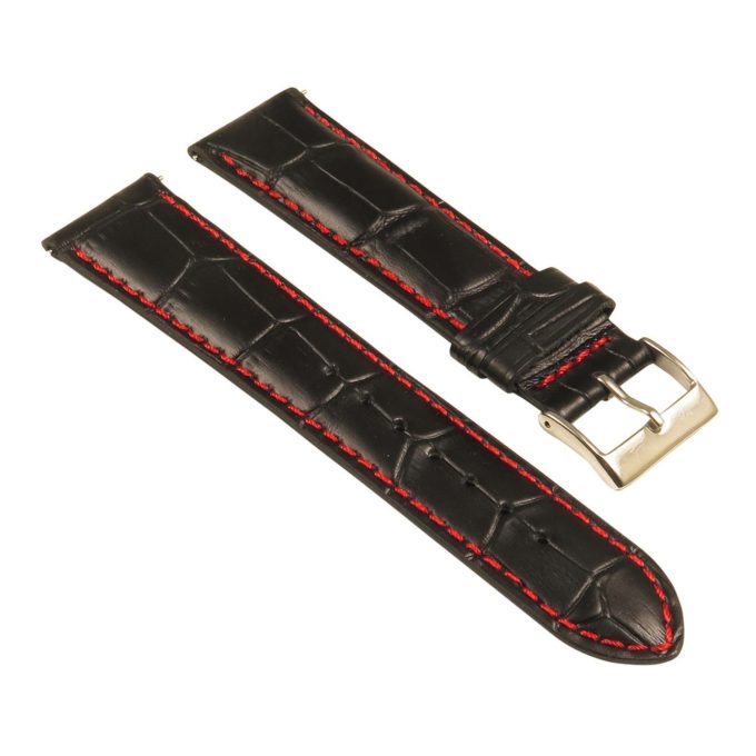 st21.1.6 Angle Black Red Crocodile Embossed Leather Watch Band