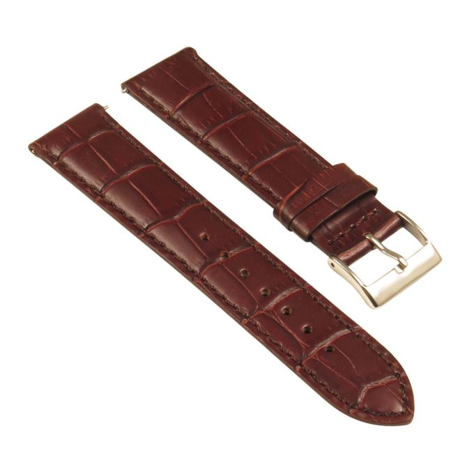 st21.2.2 Angle Brown Crocodile Embossed Leather Watch Band