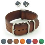 St793 Gallery Faded Vintage Leather NATO Watch Band Strap With Stainless Steel Rings 16mm 18mm 20mm 22mm 24mm 26mm
