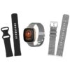Mens Strap Bundle 2 for Fitbit Sense Versa 3 Black Silver Grey