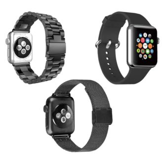 Mens Strap Bundle for Apple Watch Black Black Black