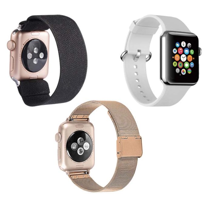 Womens Strap Bundle for Apple Watch Black Rose Gold White