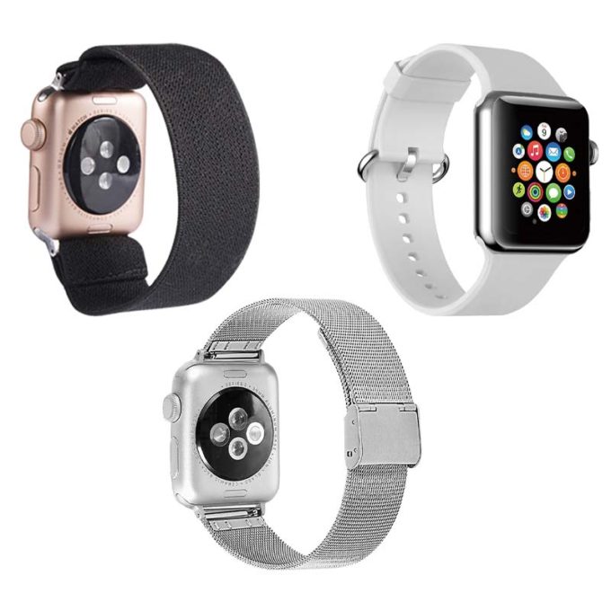 Womens Strap Bundle for Apple Watch Black Silver White