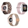 Womens Strap Bundle for Apple Watch Leopard Rose Gold Light Pink