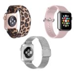 Womens Strap Bundle for Apple Watch Leopard Silver Light Pink