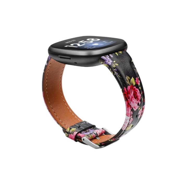 fb.l41.1.13 Angle Pink Blossom StrapsCo Leather Watch Band Strap for Fitbit Sense Versa 3