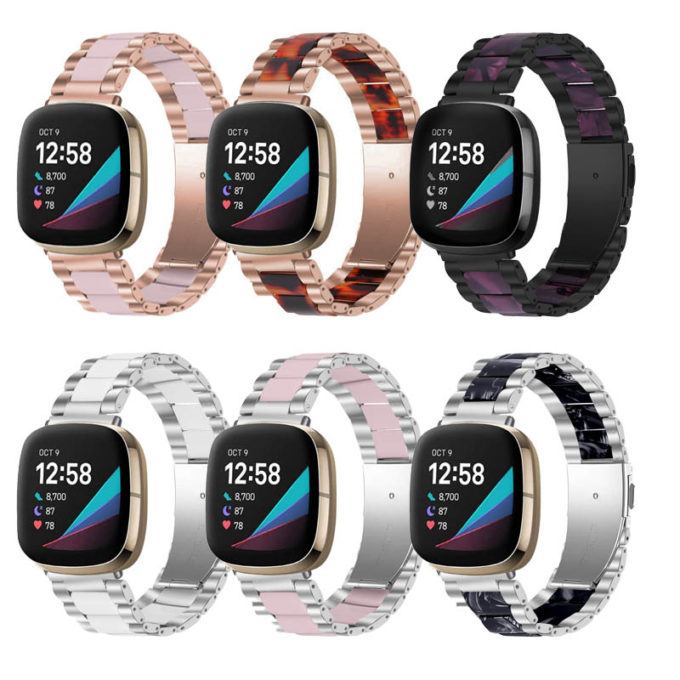 fb.m138 All Color StrapsCo Stainless Steel Resin Watch Band Strap for Fitbit Sense Versa 3
