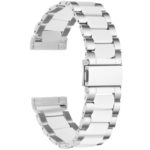 fb.m138.ss .22 Back Silver White StrapsCo Stainless Steel Resin Watch Band for Fitbit Sense Versa 3