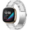 fb.m138.ss .22 Main Silver White StrapsCo Stainless Steel Resin Watch Band for Fitbit Sense Versa 3