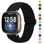 Fb.ny27.1 Gallery Black StrapsCo Elastic Nylon Watch Band Strap For Fitbit Sense & Versa 3