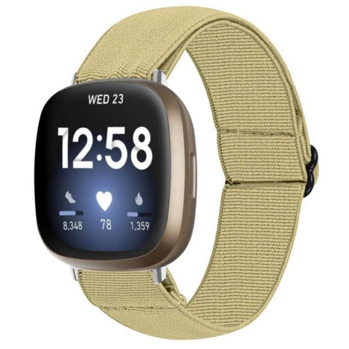 Fb.ny27.17 Main Beige StrapsCo Elastic Nylon Watch Band Strap For Fitbit Sense & Versa 3