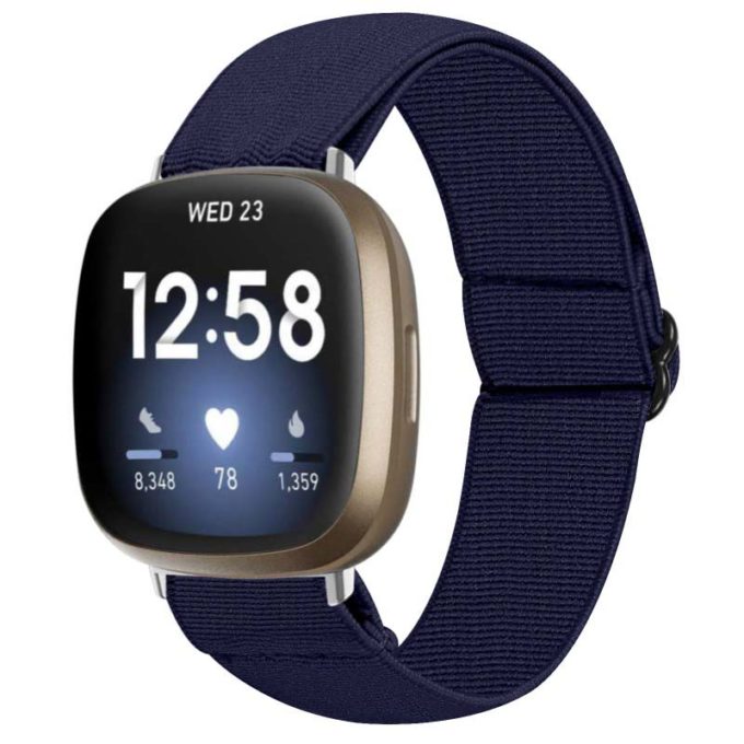 Fb.ny27.5 Main Midnight Blue StrapsCo Elastic Nylon Watch Band Strap For Fitbit Sense & Versa