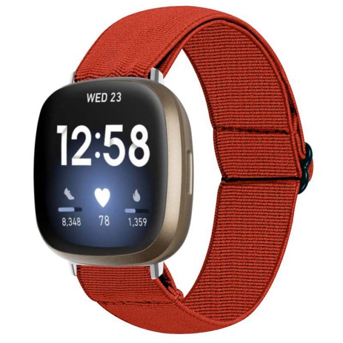 Fb.ny27.6 Main Red StrapsCo Elastic Nylon Watch Band Strap For Fitbit Sense & Versa 3