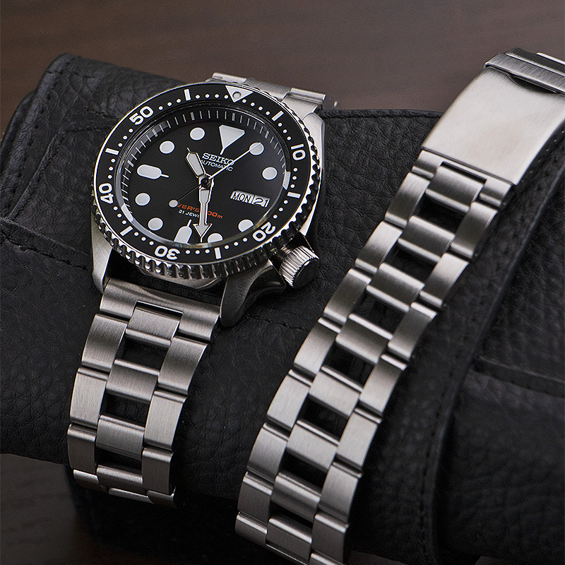 Forstner 9-Row Beads of Rice Stainless Steel Watch Bracelet