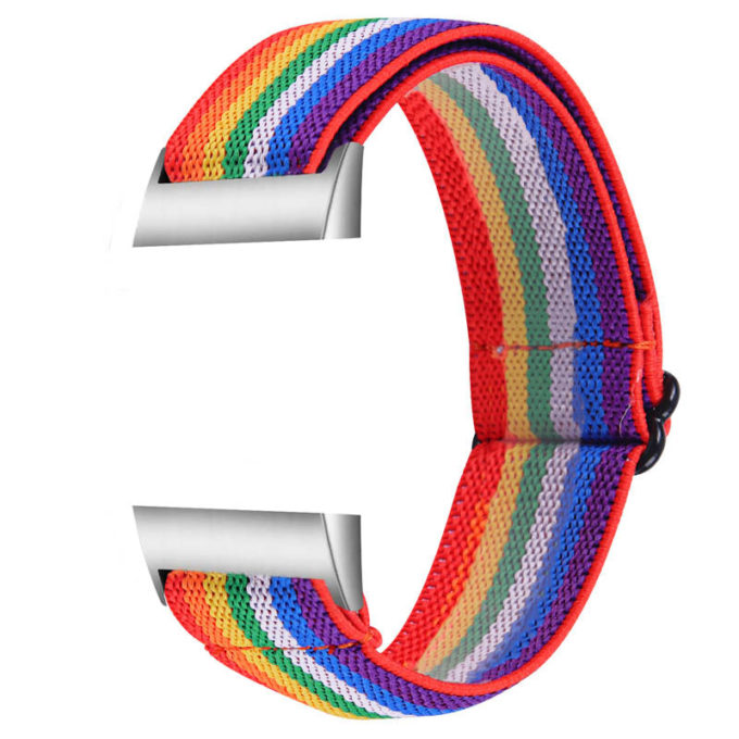 fb.ny22.123 Main Rainbow StrapsCo Elastic Nylon Watch Band Strap for Fitbit Charge 3 Charge 4