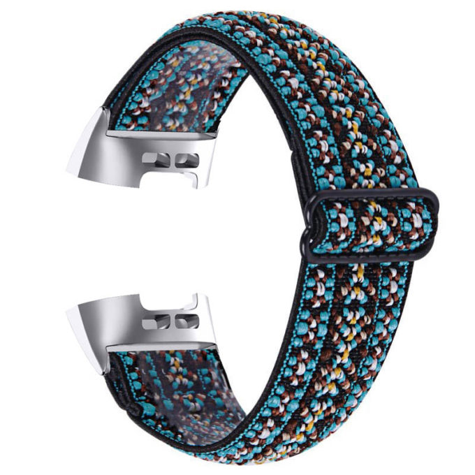 fb.ny22.d Back Vibrant Embroidery StrapsCo Elastic Nylon Watch Band Strap for Fitbit Charge 3 4