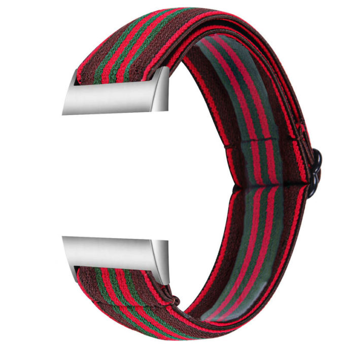 fb.ny22.f Main Red Green Stripes StrapsCo Elastic Nylon Watch Band Strap for Fitbit Charge 3 4