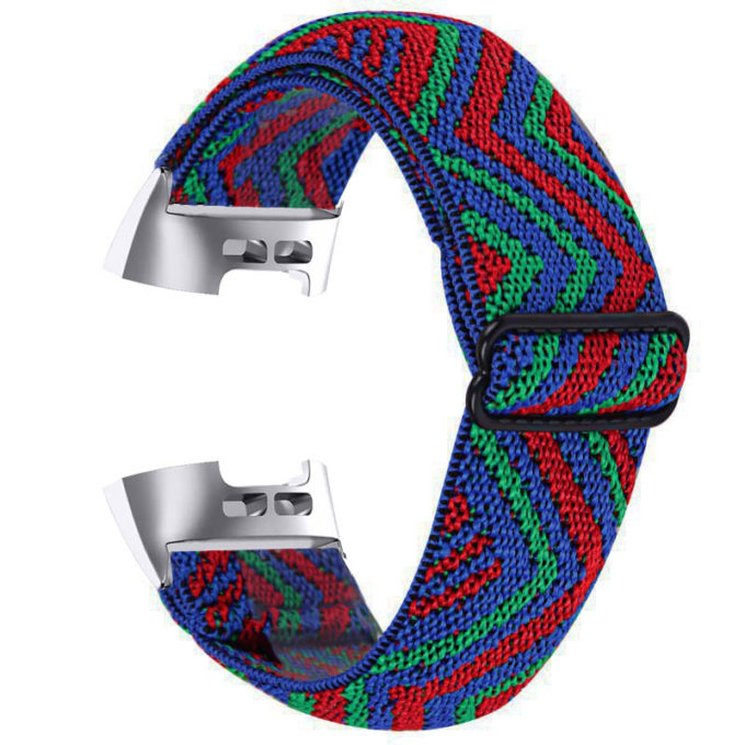 fb.ny22.l Back Zigzag Fiesta StrapsCo Elastic Nylon Watch Band Strap for Fitbit Charge 3 Charge 4