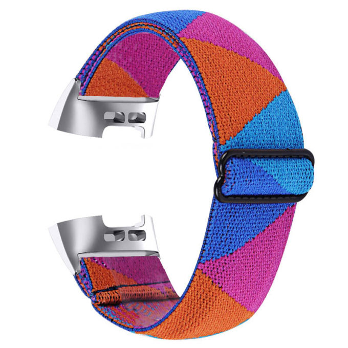fb.ny22.p Back Geo Block StrapsCo Elastic Nylon Watch Band Strap for Fitbit Charge 3 Charge 4