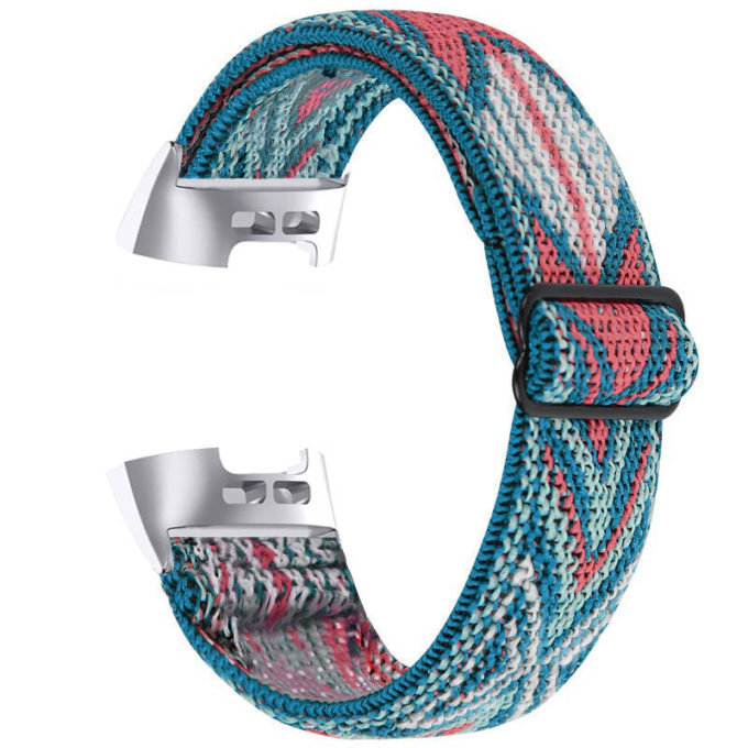 fb.ny22.q Back Tropical Ikat StrapsCo Elastic Nylon Watch Band Strap for Fitbit Charge 3 Charge 4