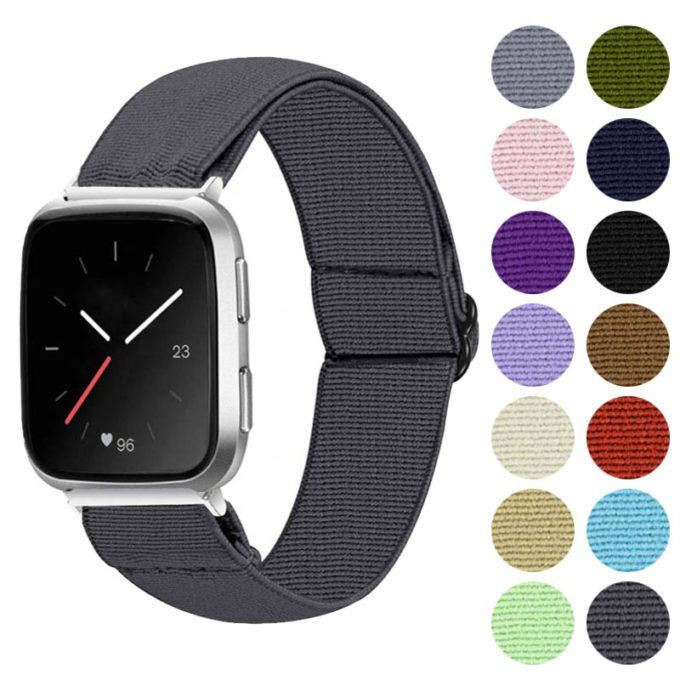 fb.ny23.7a Gallery Charcoal StrapsCo Elastic Nylon Watch Band Strap for Fitbit Versa Versa