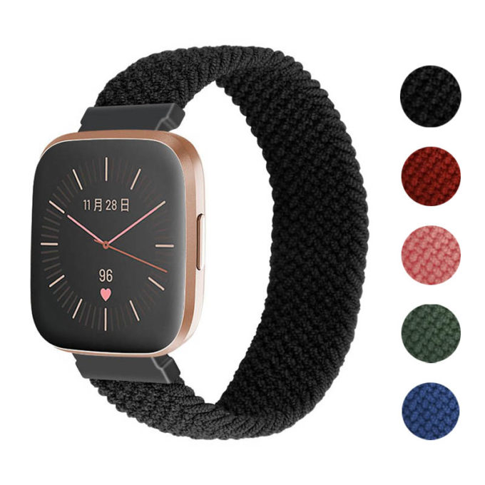 fb.ny24.1 Gallery Black StrapsCo Elastic Nylon Watch Band Strap for Fitbit Versa Versa 2