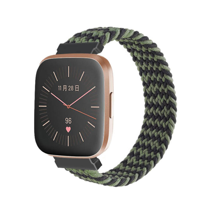 fb.ny25.g Main Grey Waves StrapsCo Patterned Elastic Nylon Watch Band Strap for Fitbit Versa Versa