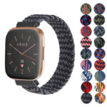 fb.ny25.i Gallery Black Waves StrapsCo Patterned Elastic Nylon Watch Band Strap for Fitbit Versa Ve