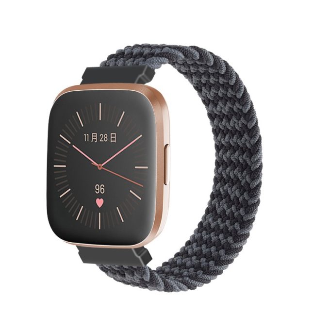 fb.ny25.i Main Black Waves StrapsCo Patterned Elastic Nylon Watch Band Strap for Fitbit Versa Versa