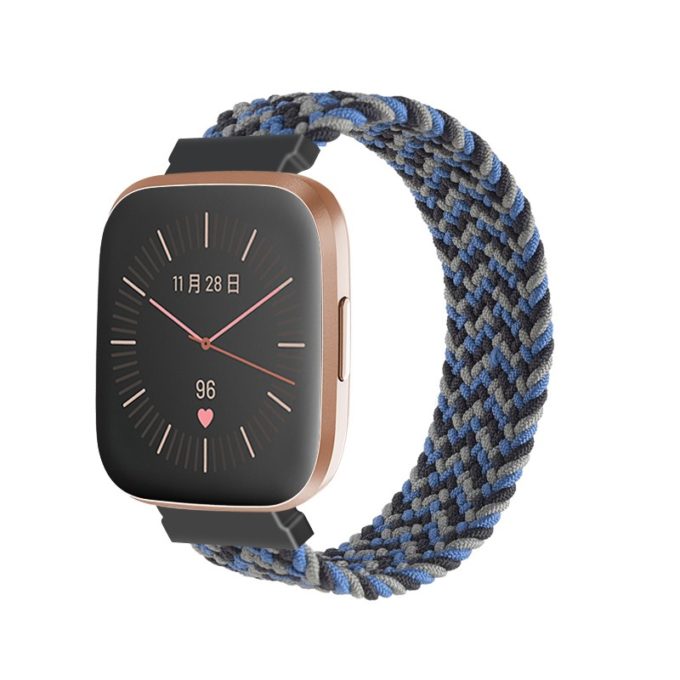 fb.ny25.k Main Grey Weave StrapsCo Patterned Elastic Nylon Watch Band Strap for Fitbit Versa Versa