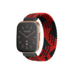 fb.ny25.o Main Red Buffalo StrapsCo Patterned Elastic Nylon Watch Band Strap for Fitbit Versa Versa