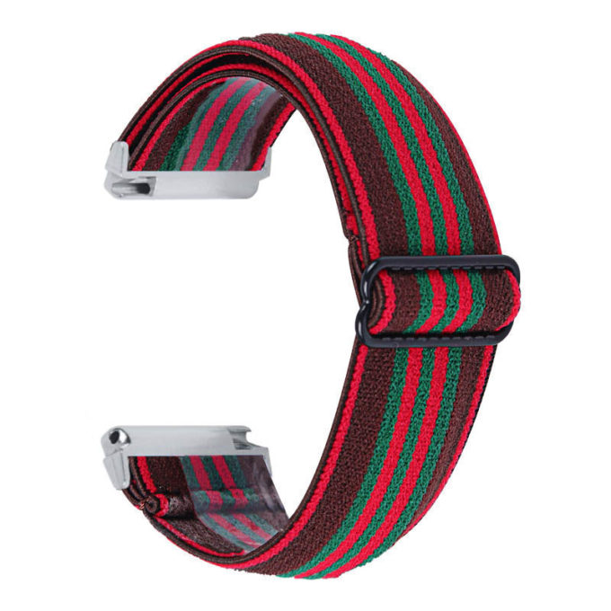 fb.ny26.f Back Red Green Stripe StrapsCo Funky Pattern Elastic Nylon Watch Band Strap for Fitbit Versa 2