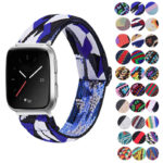 fb.ny26.i Gallery Blue Facets StrapsCo Funky Pattern Elastic Nylon Watch Band Strap for Fitbit Versa 2