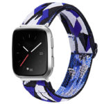 fb.ny26.i Main Blue Facets StrapsCo Funky Pattern Elastic Nylon Watch Band Strap for Fitbit Versa 2