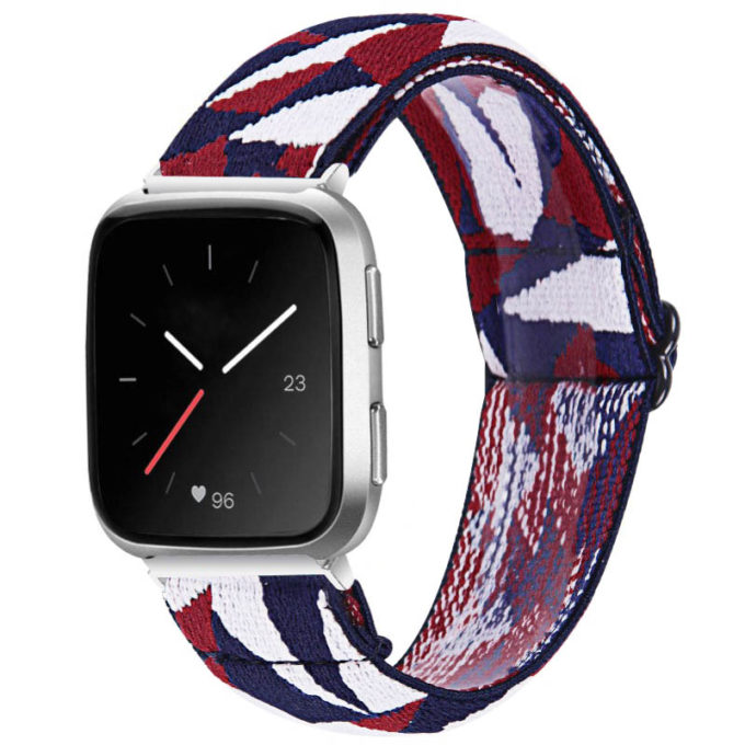 fb.ny26.j Main Red Facets StrapsCo Funky Pattern Elastic Nylon Watch Band Strap for Fitbit Versa 2