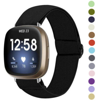 fb.ny27.1 Gallery Black StrapsCo Elastic Nylon Watch Band Strap for Fitbit Sense Versa 3