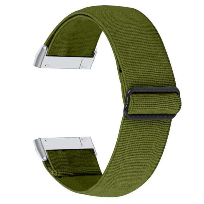 fb.ny27.11 Back Military Green StrapsCo Elastic Nylon Watch Band Strap for Fitbit Sense Ver