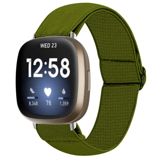 fb.ny27.11 Main Military Green StrapsCo Elastic Nylon Watch Band Strap for Fitbit Sense Ver