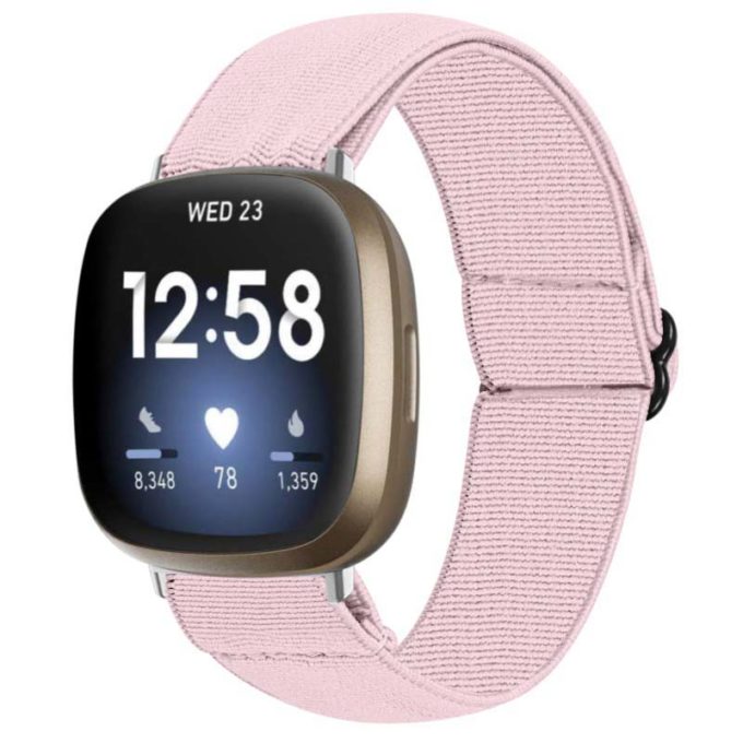 fb.ny27.13 Main Pink StrapsCo Elastic Nylon Watch Band Strap for Fitbit Sense Versa 3