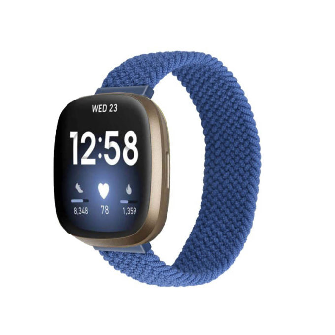 fb.ny28.5 Main Blue Drop StrapsCo Elastic Nylon Watch Band Strap for Fitbit Sense Versa 3