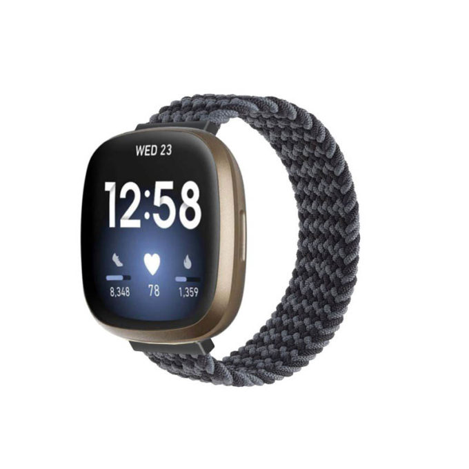 fb.ny29.i Main Black Waves StrapsCo Patterned Elastic Nylon Watch Strap Fitbit Sense Versa 3