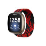 fb.ny29.o Main Red Buffalo StrapsCo Patterned Elastic Nylon Watch Strap Fitbit Sense Versa 3