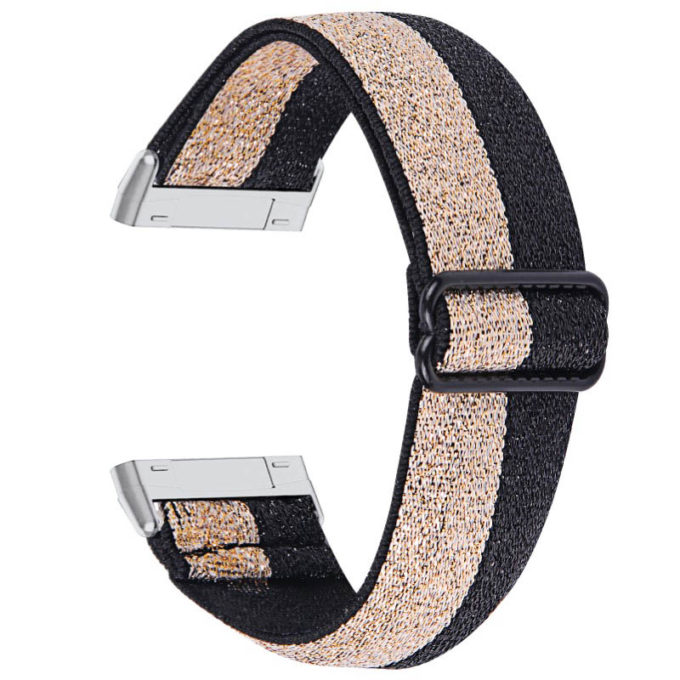 fb.ny30.7.17 Back Glitter Gold StrapsCo Pattern Elastic Nylon Watch Strap Fitbit Sense Versa