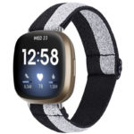 fb.ny30.7.7a Main Glitter Grey StrapsCo Pattern Elastic Nylon Watch Strap Fitbit Sense Versa