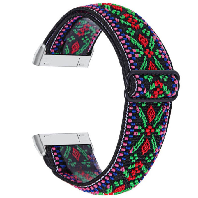 fb.ny30.o Back Tribal Green StrapsCo Pattern Elastic Nylon Watch Strap Fitbit Sense Versa 3