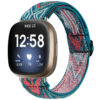 fb.ny30.v Main Tropical Ikat StrapsCo Pattern Elastic Nylon Watch Strap Fitbit Sense Versa 3