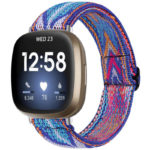 fb.ny30.w Main Lapiz Ikat StrapsCo Pattern Elastic Nylon Watch Strap Fitbit Sense Versa 3