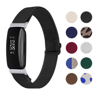 fb.ny32.1 Gallery Black StrapsCo Elastic Nylon Watch Band Strap for Fitbit Inspire 2